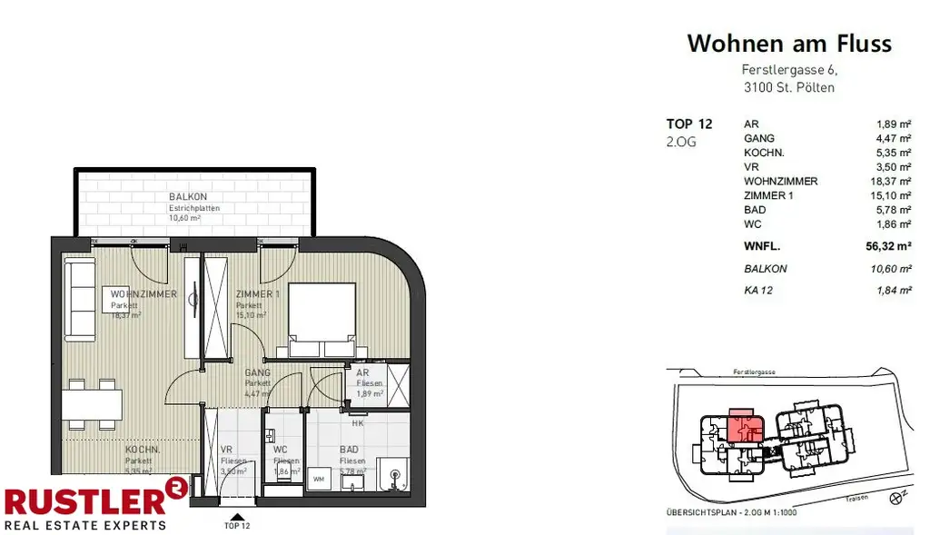 Wohnen an der Traisen – Im Herzen St. Pöltens - Exklusive Eigentumswohnungen mit Naturblick
