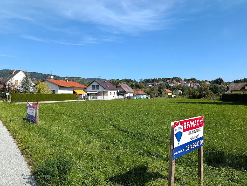 Voll aufgeschlossenes Baugrundstück, in sonnig - zentral in Bärnbach!