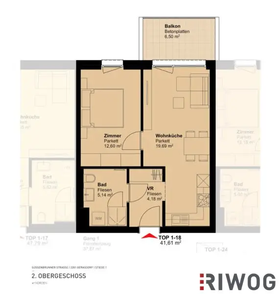 Gerasdorf bei Wien - Neubauprojekt - 2 Zimmer - Ostbalkon