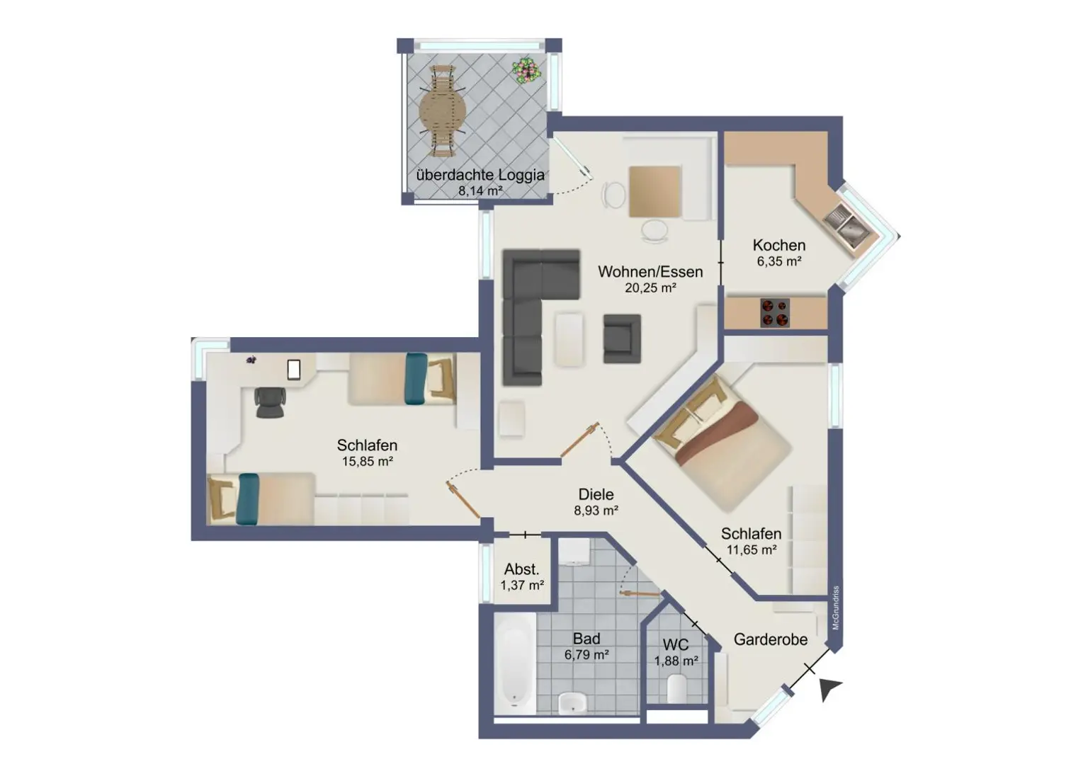 Schöne 3-Zimmer Mietwohnung mit Balkon und überdachtem Autoabstellplatz