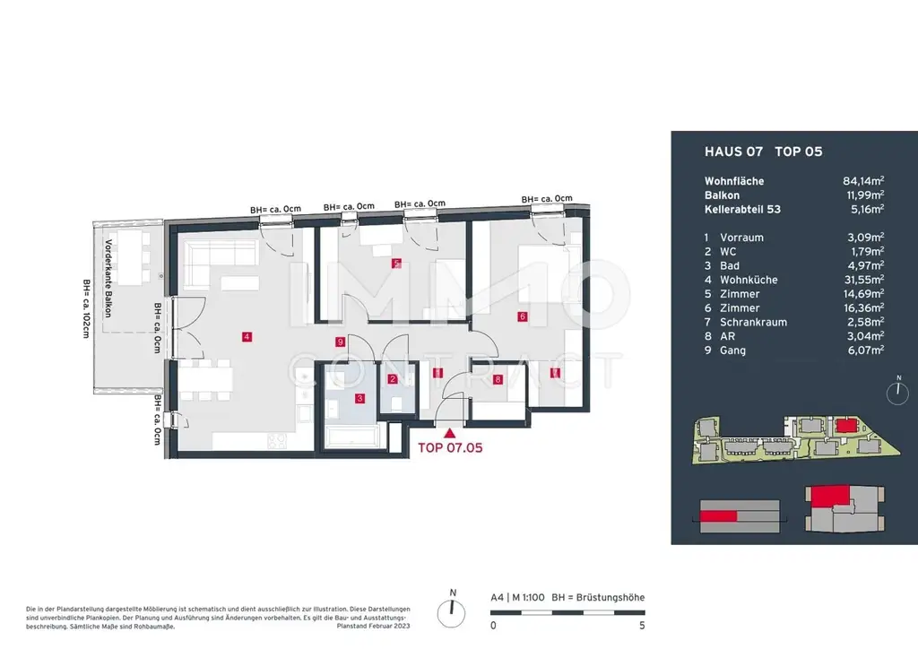 Ruhige, großzügige 3-Zimmer-Balkon-Wohnung im Erstbezug und Top-Ausstattung - Provisionsfrei!