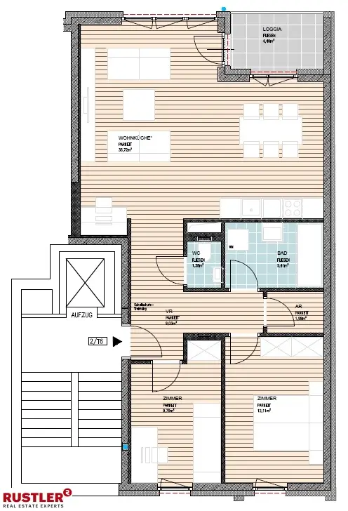3 Zimmerwohnung mit Loggia in ruhiger Lage - zu vermieten