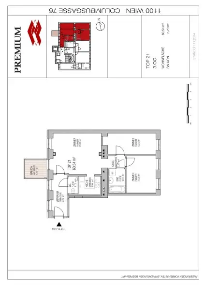 ALTBAUWOHNUNG MIT HOFSEITIGEM BALKON: 3 Zimmer inkl. Küche im 3. Liftstock