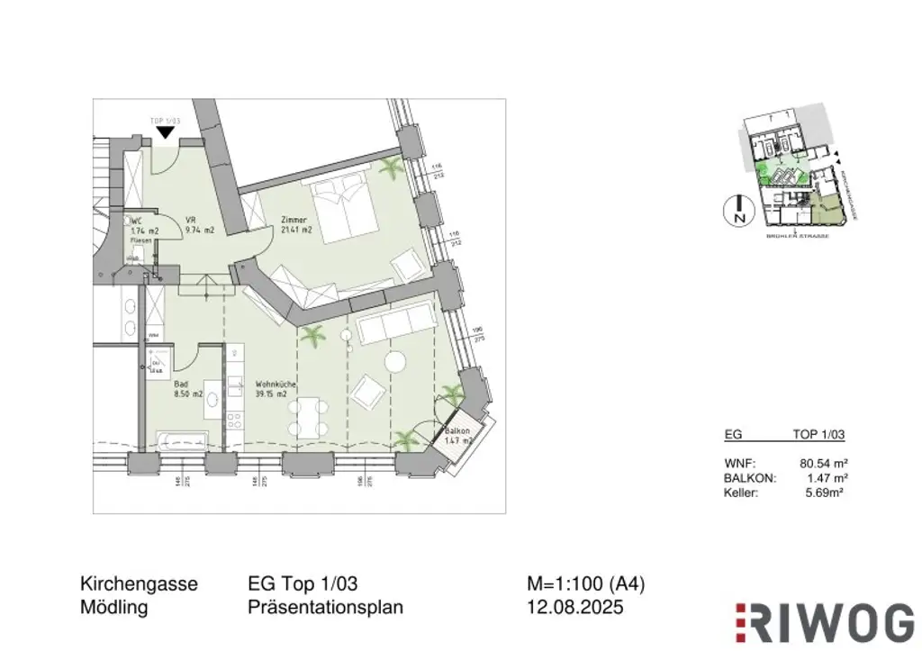 BALKON UND ÜBER 4 METER RAUMHÖHE II PRESTIGE UND ELEGANZ II WOHNEN IM DENKMALGESCHÜTZEN MÖDLINGER STADTJUWEL II FUSSGÄNGERZONE