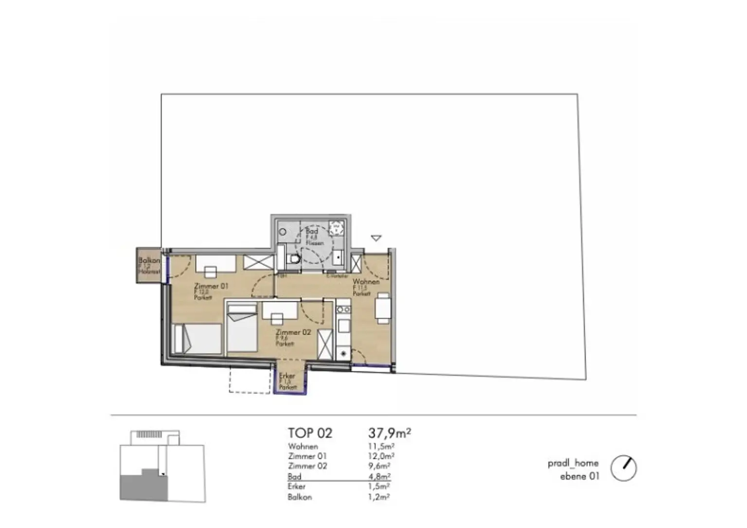 Achtung! Letzte 2-Schlafzimmer-Wohnung in wunderschönem Neubau Top 02