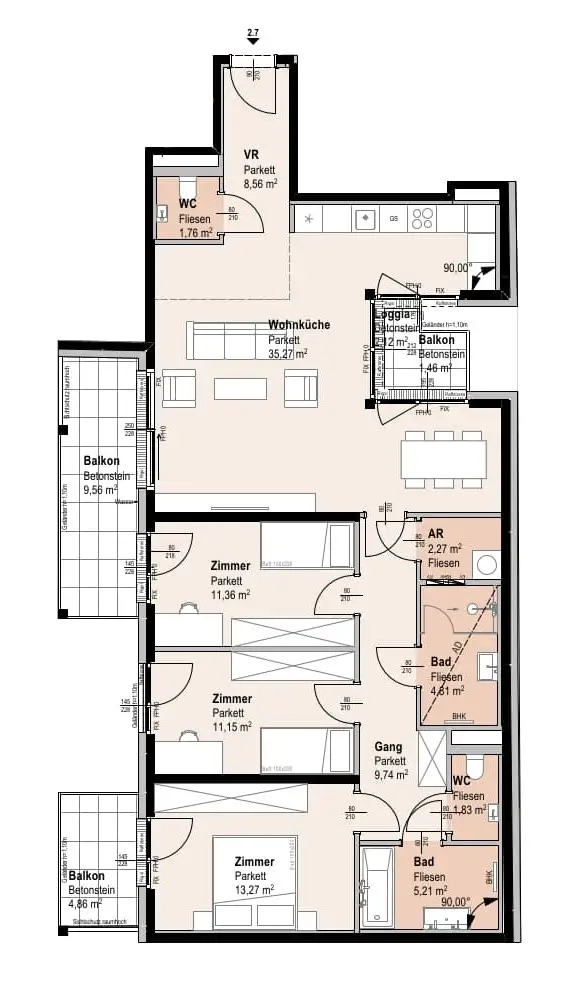 "Wohnoase Siebenbrunnengasse 44 - SONNIGER ERSTBEZUG MIT BALKON - Nachhaltig. Ruhig. Besonders."