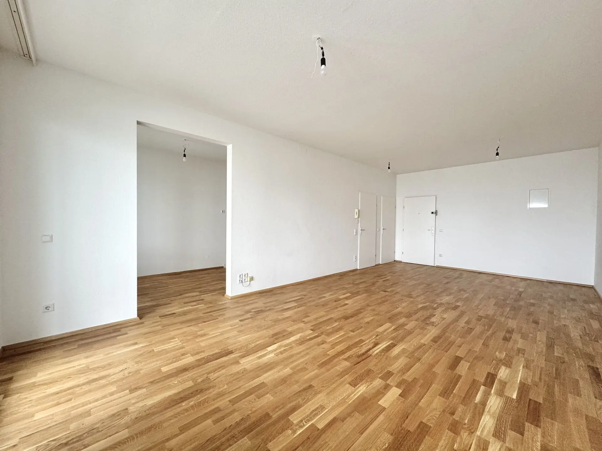 Wohnzimmer mit Bad, WC und Eingangsbereich