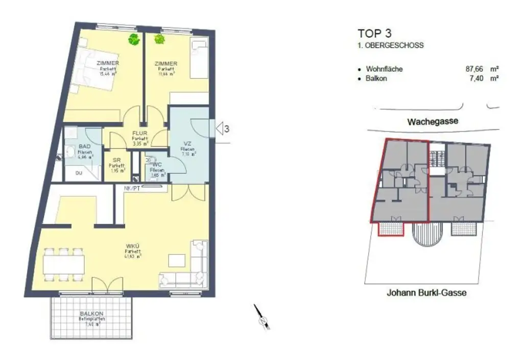 Panoramablick beim Park - großzügige 3-Zimmer Wohnung in Bestlage:  grün, ruhig, hell!