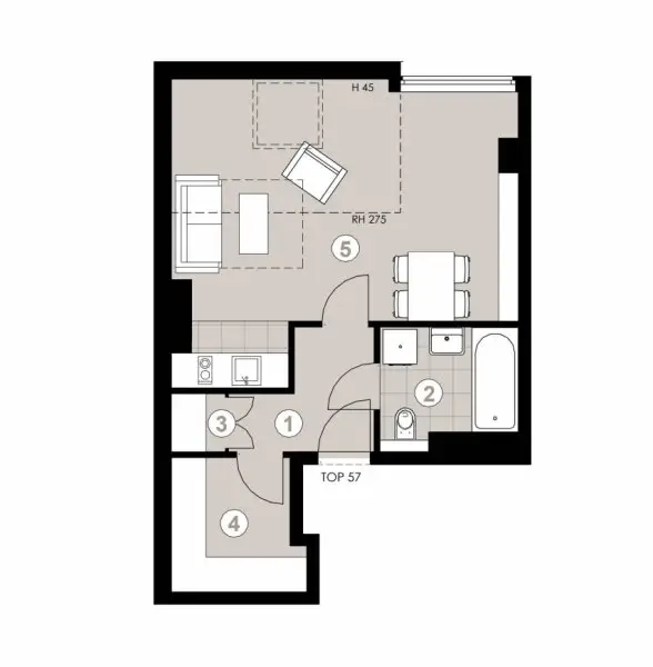 Helle 1- Zimmerwohnung im 1.Dachgeschoß