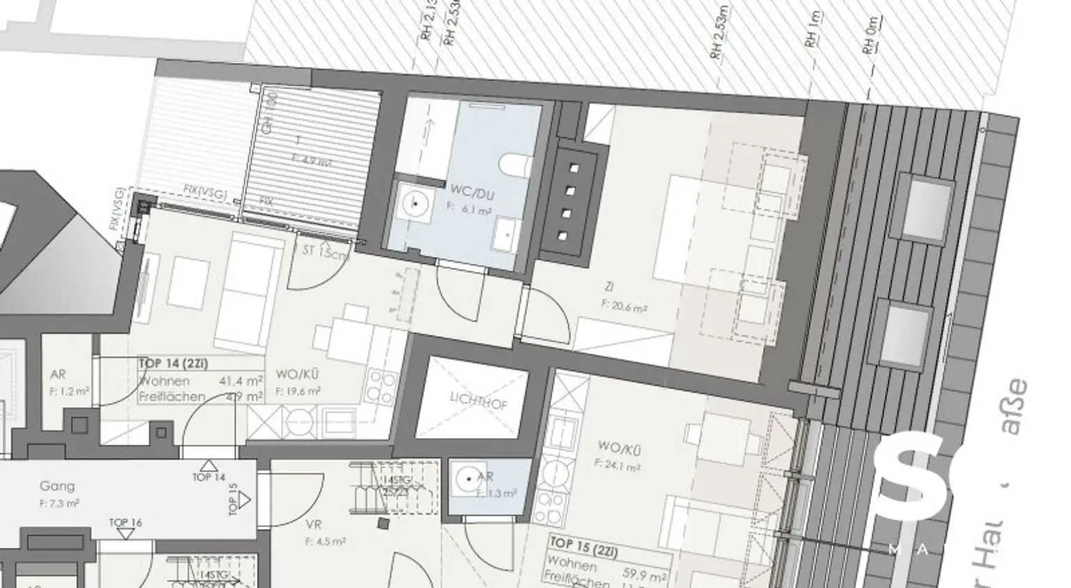 # SQ - EXKLUSIVE DACHGESCHOSSWOHNUNG IN 1030 WIEN - SEIDLGASSE - 2 ZIMMER und TERRASSE - TOP 14