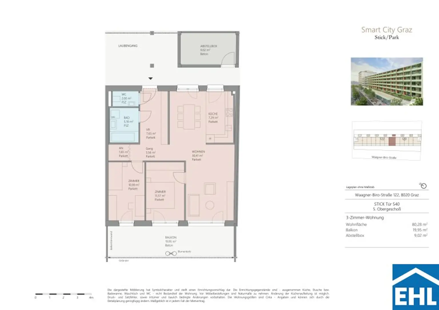 3-Zimmer-Wohnung mit großem Balkon nahe Hauptbahnhof Graz