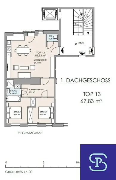 Moderne 68m² DG-Wohnung mit Einbauküche Nähe Pilgramgasse - 1050 Wien