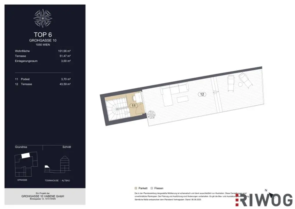 GROHGASSE 10 | südseitige 3-Zimmer Maisonette-Wohnung mit herausragender Dachterrasse | Fernwärme | Bodenkühlung | Klimaanlage