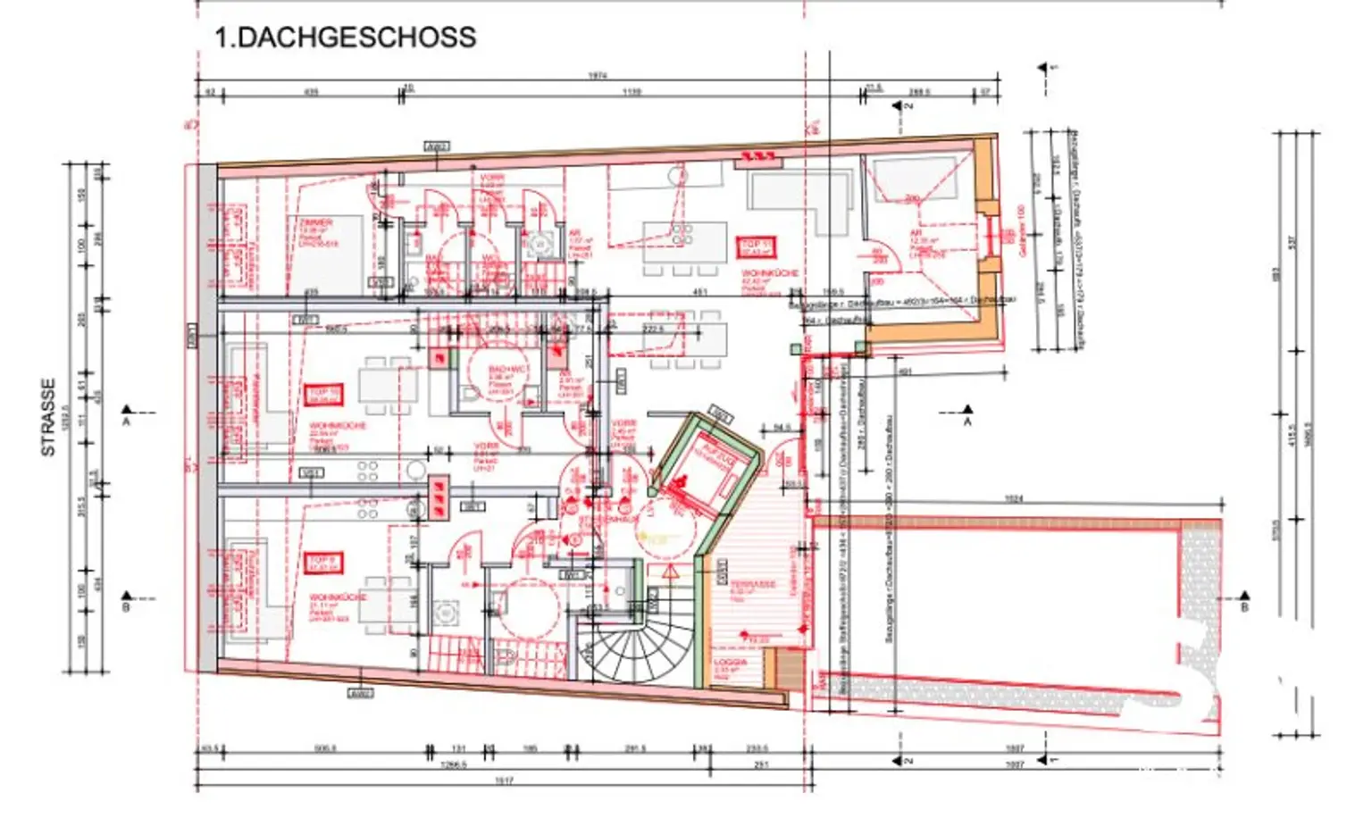 # SQ - ROHDACHBODEN MIT BAUBEWILLIGUNG & ERWEITERBARE WOHNUNG IM 2. OBERGESCHOSS IN ZENTRALER LAGE AM SPITZ IN FLORIDSDORF