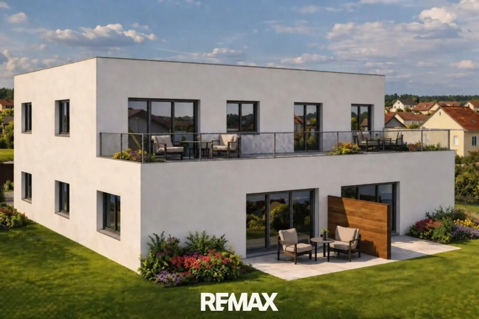 Außenansicht mit Blick zur Dachterrasse