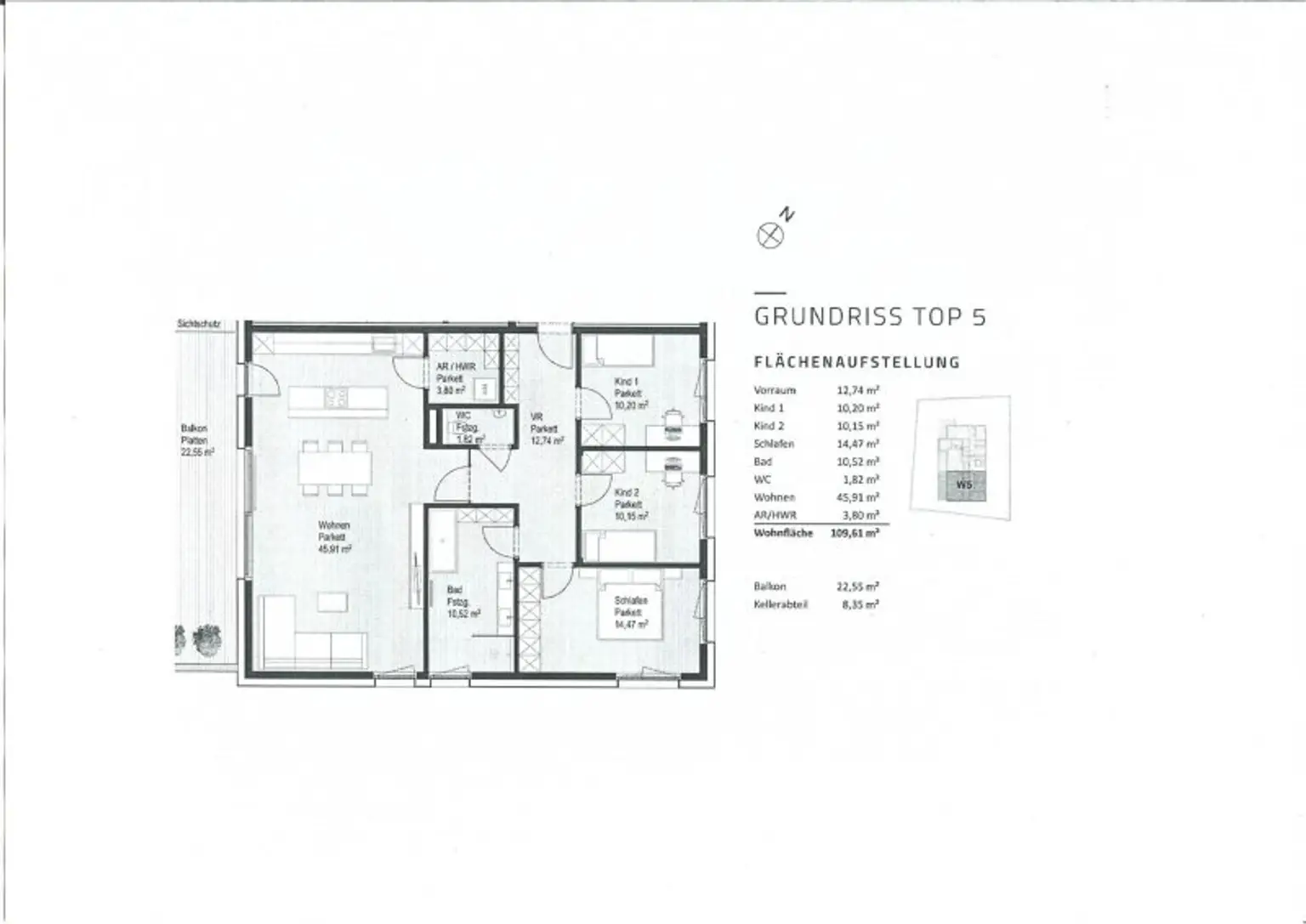 Plan - Geräumige 4 Zimmer Wohnung mit großem Balkon Kauf Parsch Salzburg