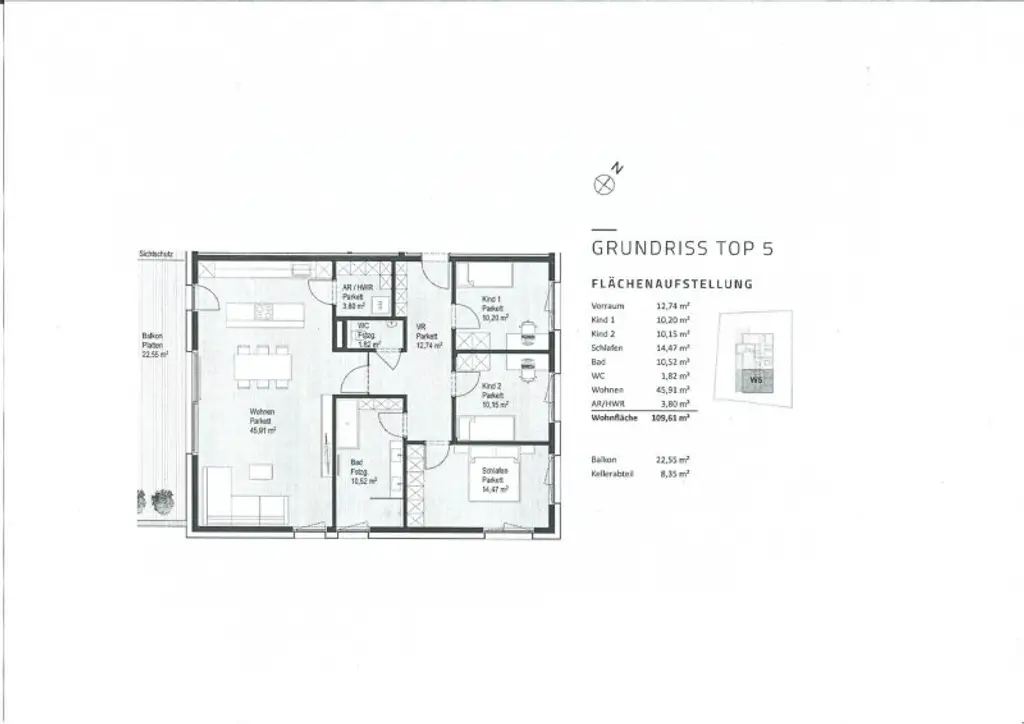 Plan - Geräumige 4 Zimmer Wohnung mit großem Balkon Kauf Parsch Salzburg
