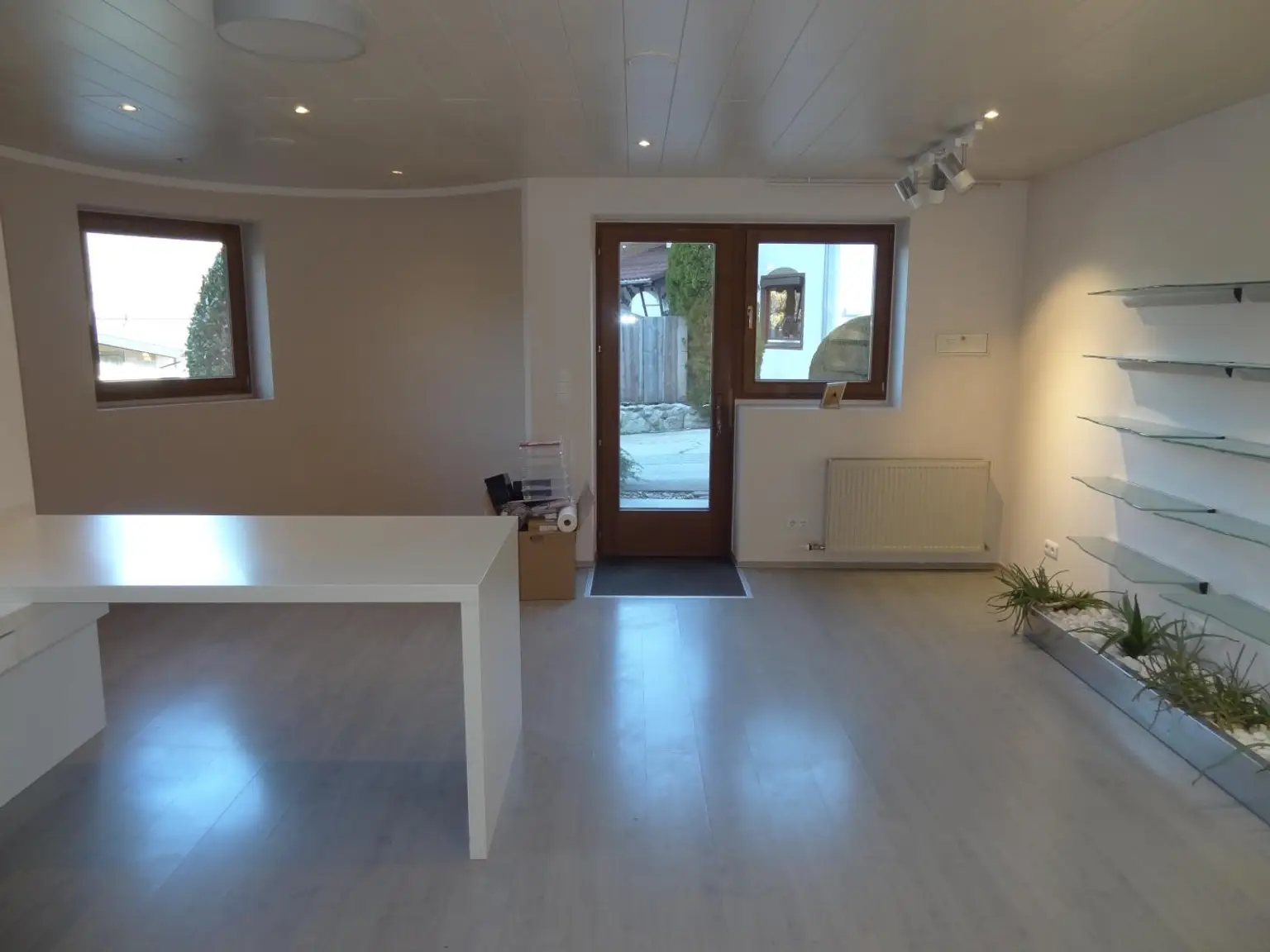 Eingang mit Empfangsbereich/Büro