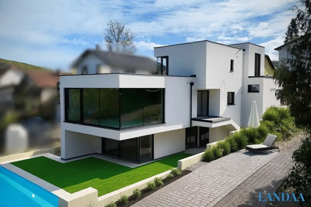 Exklusives, modernes Traumhaus mit großzügigen Glasflächen und Grünblick