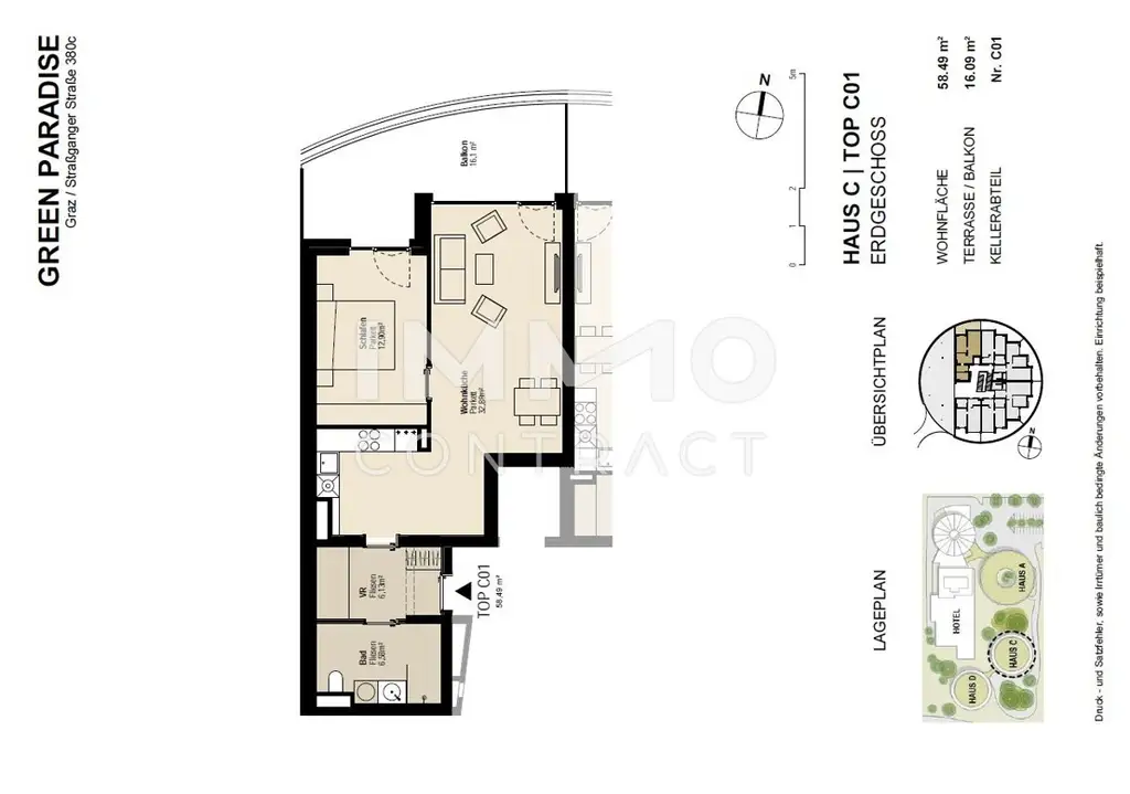 STRASSGANGER Straße 380c : Neuwertige 2 Zimmer- Wohnung mit großem Balkon - Straßganger Straße 380 c - Top 01c