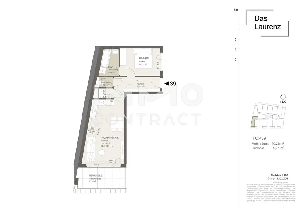 Sonnige 2 Zimmerwohnung mit Dachterrasse - 1 bedroom Apartment with terrace  TRAUM ERSTBEZUG