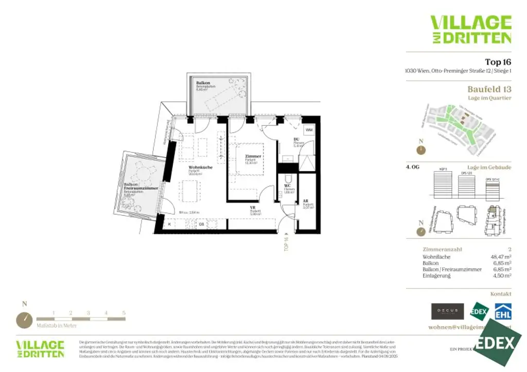 Westbalkon: Optimal aufgeteilte 2-Zimmer-Wohnung | URBAN DAHEIM | BAUFELD 13