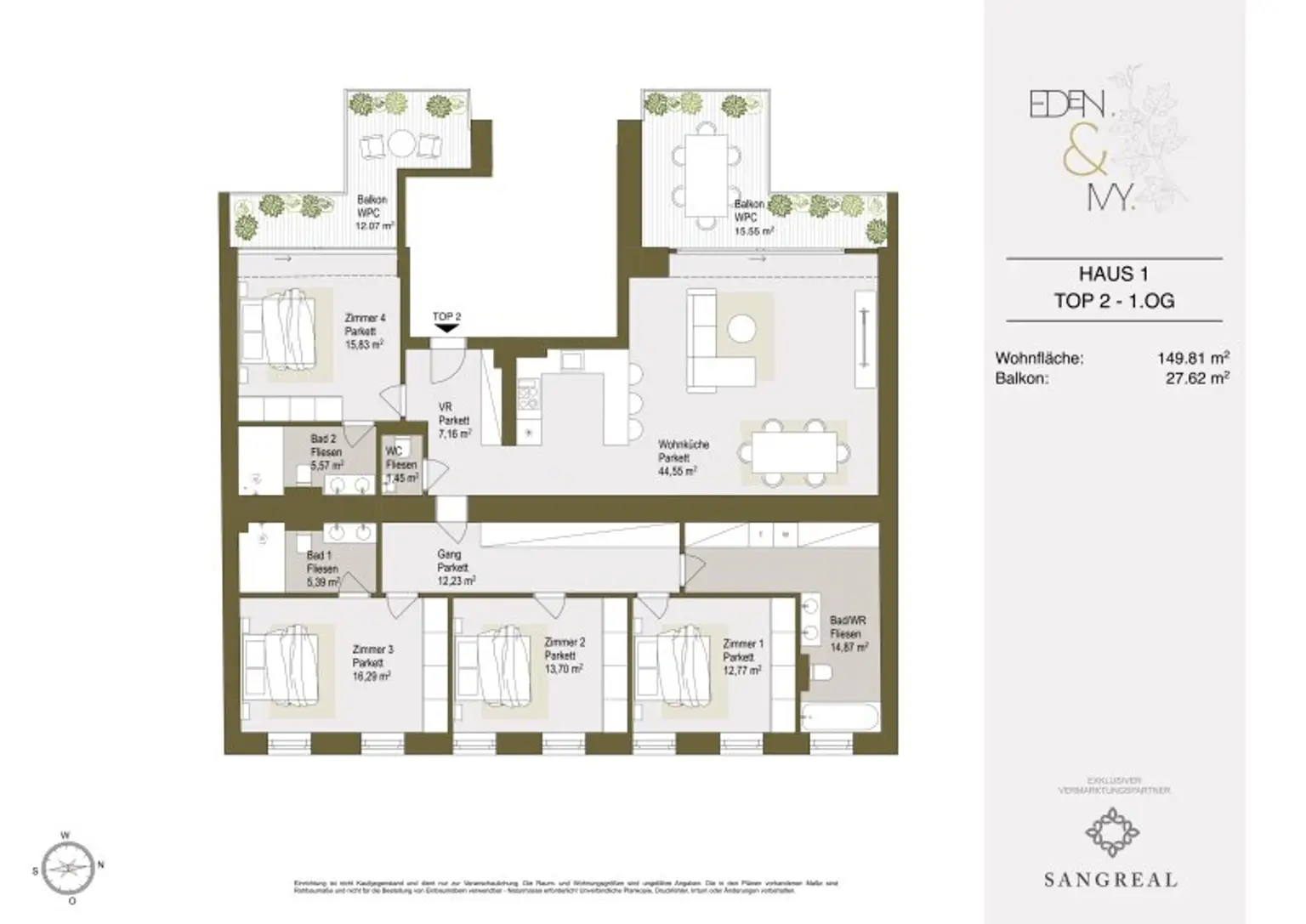 Eden & Ivy - Moderne 5-Zimmer-Altbauwohnung mit zwei großzügigen Balkonen