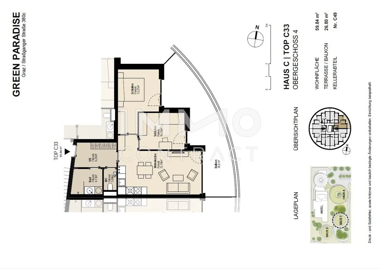 STRASSGANGER Straße 380c : Freundliche 3 Zimmer- Wohnung mit großem Balkon - Straßganger Straße 380 c - Top 33c