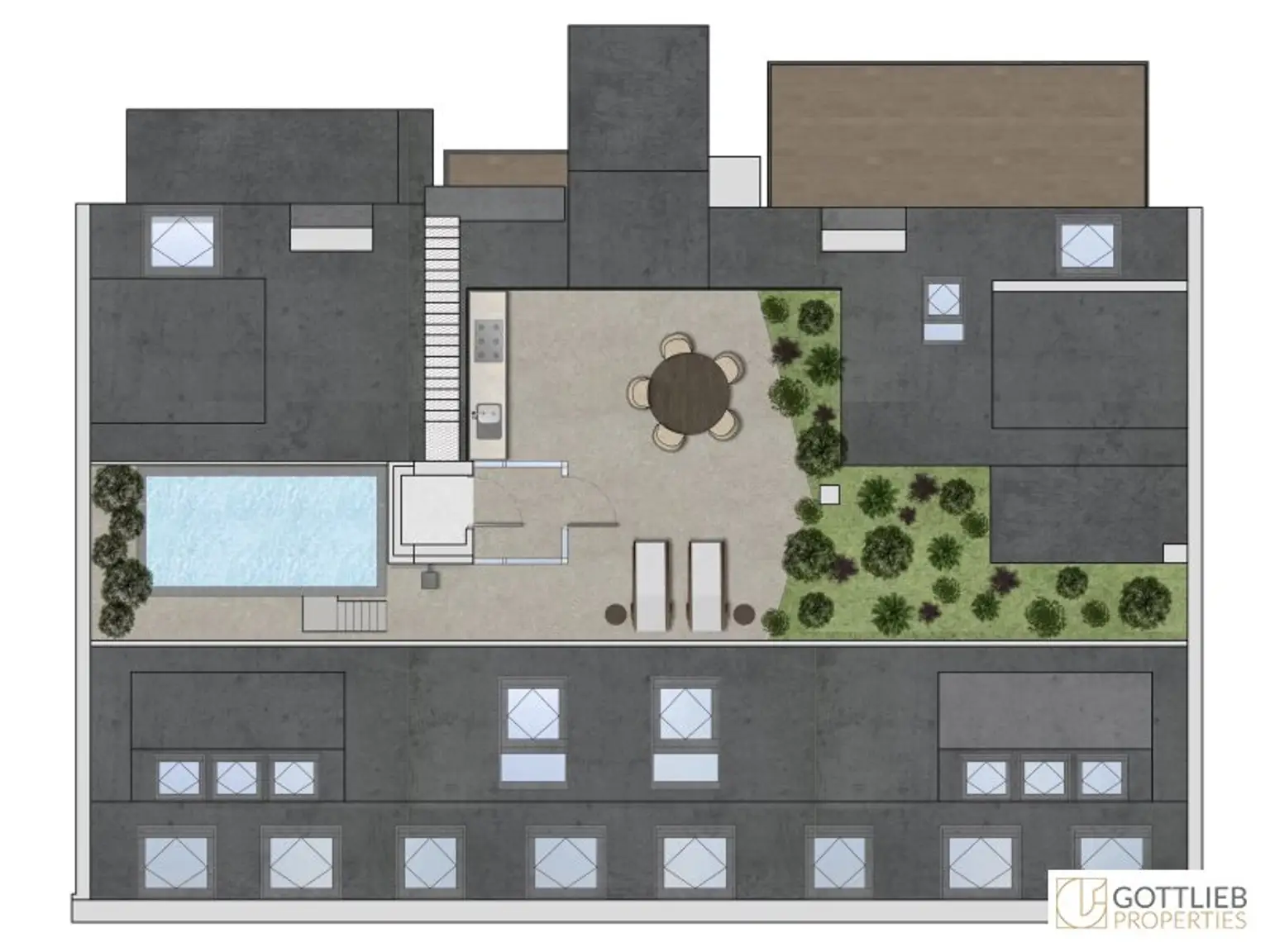 Grünruhelage nahe Belvedere! Luxuriöse 3-Zimmer-Erstbezug-Dachterrassen-Wohnung mit Outdoor-Pool in historischem Gebäude