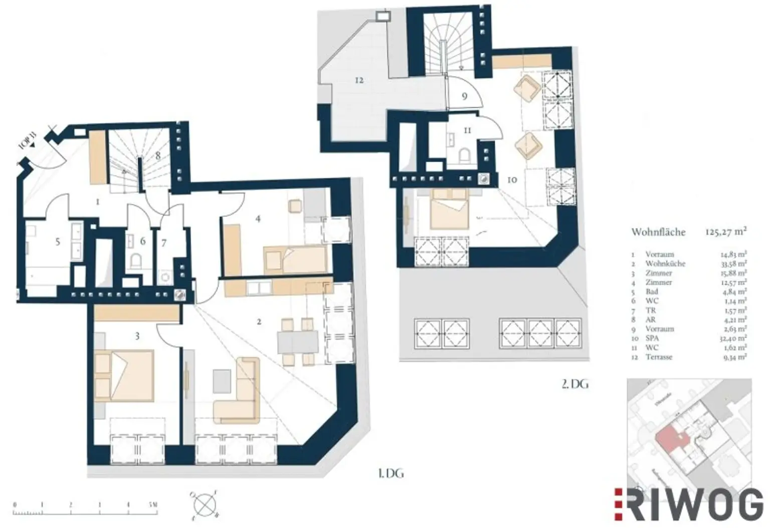 Erstbezug eines Luxus Dachgeschosses mit Fernblick auf Prater auf Stephansdom in der nähe der Donauinsel