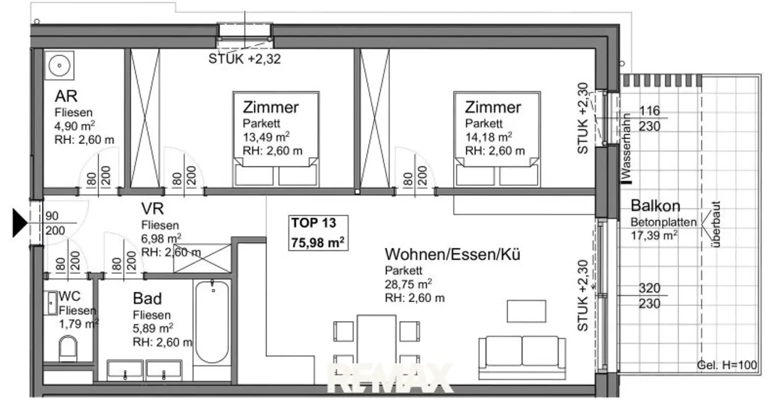 Grundrissplan Top 13