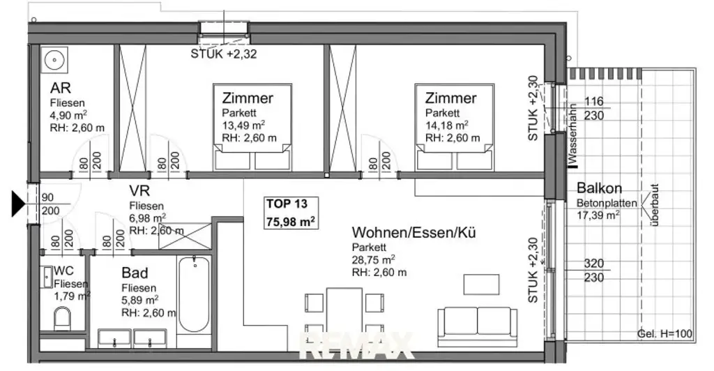 Grundrissplan Top 13