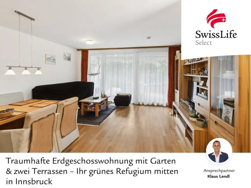 Traumhafte Erdgeschosswohnung mit Garten & zwei Terrassen – Ihr grünes Refugium mitten in Innsbruck