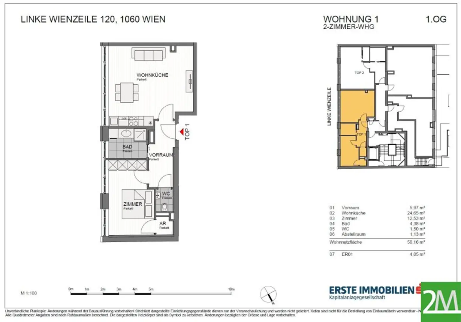 Gepflegte 2-Zimmer-Neubauwohnung nahe U4 Pilgramgasse