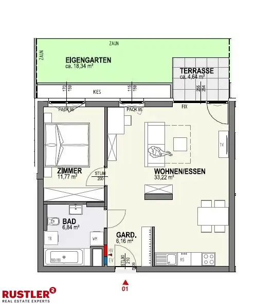 Moderne 2-Zimmer Gartenwohnung in Waidmannsdorf