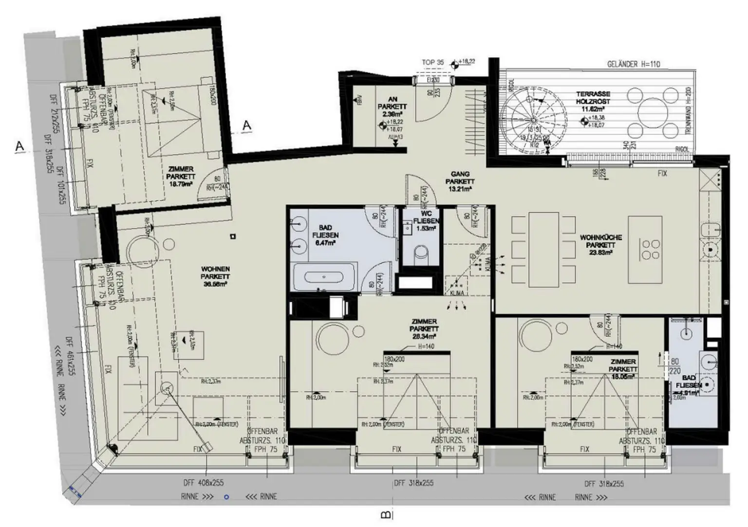LUXURIÖSE 4-ZIMMER-WOHNUNG MIT
DACHTERRASSE - beim Naschmarkt