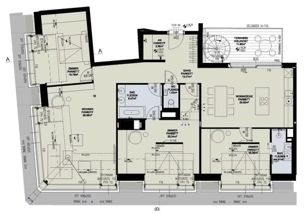 LUXURIÖSE 4-ZIMMER-WOHNUNG MIT
DACHTERRASSE - beim Naschmarkt