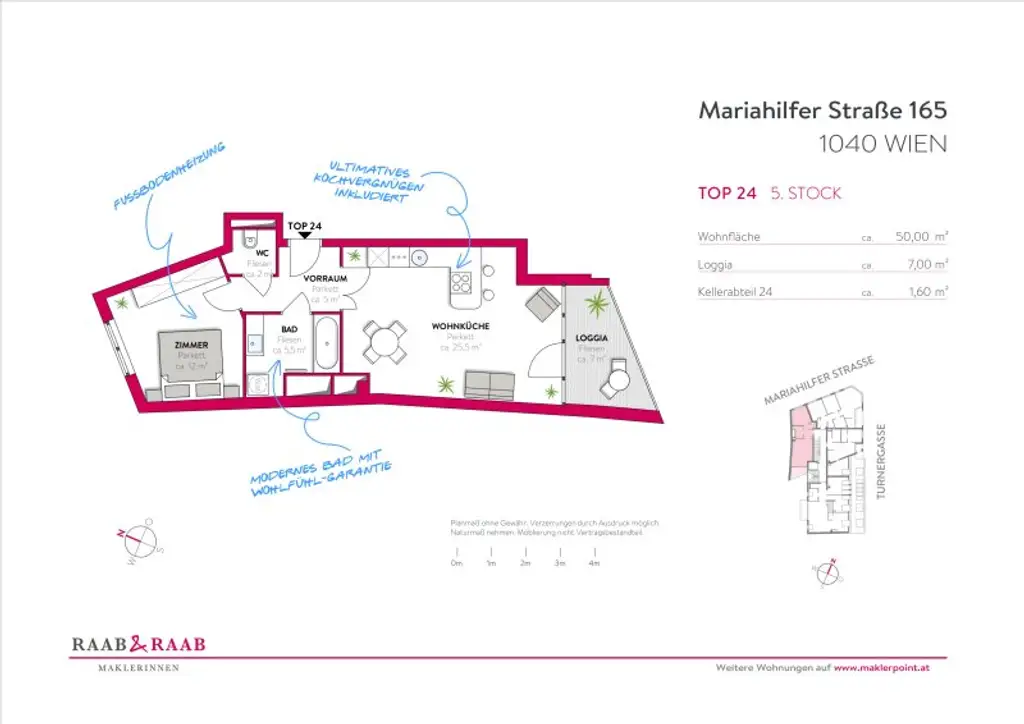 2-Zimmer-Wohnung mit Loggia auf der Mariahilfer Straße - bei U3/U6 Station Westbahnhof