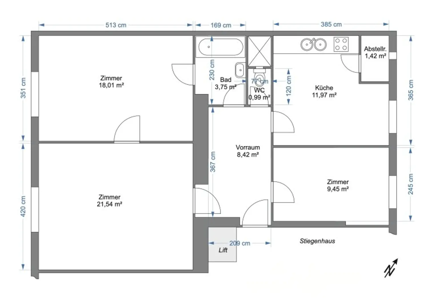 Toll geschnittene Drei-Zimmer-Wohnung mit Wohlfühl- und Ausbaupotenzial in Margareten