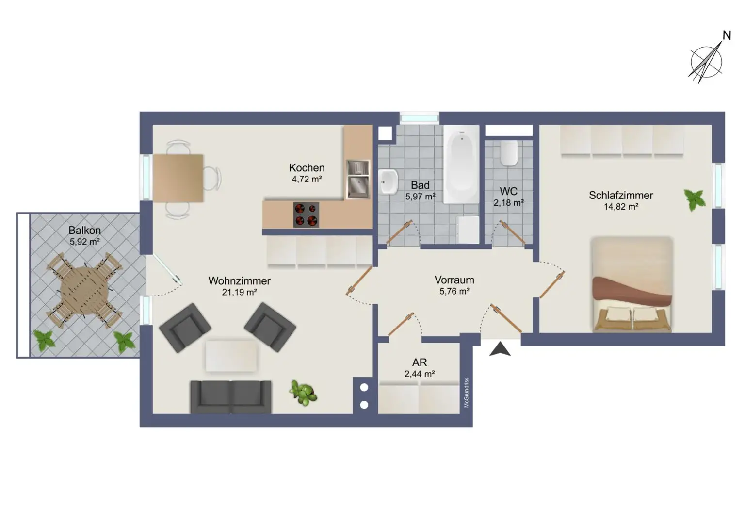 Schöne 2-Zimmer-Wohnung in Waltendorf zu verkaufen