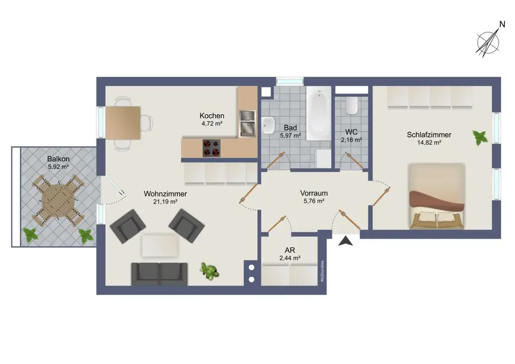 Schöne 2-Zimmer-Wohnung in Waltendorf zu verkaufen