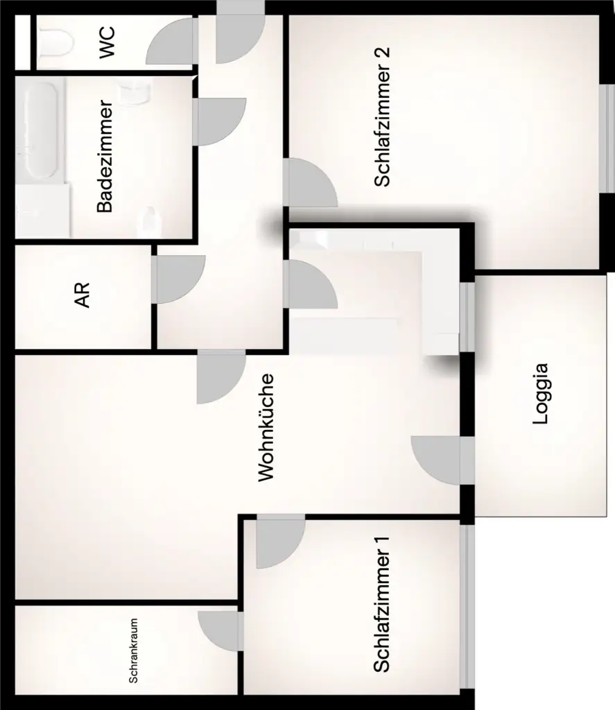 "3 Zi. mit 9 m² Loggia"
