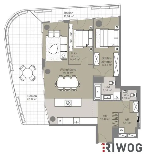 **DANUBEFLATS mit XXL Freifläche Richtung Innenstadt** 2 oder 3 Zimmer möglich