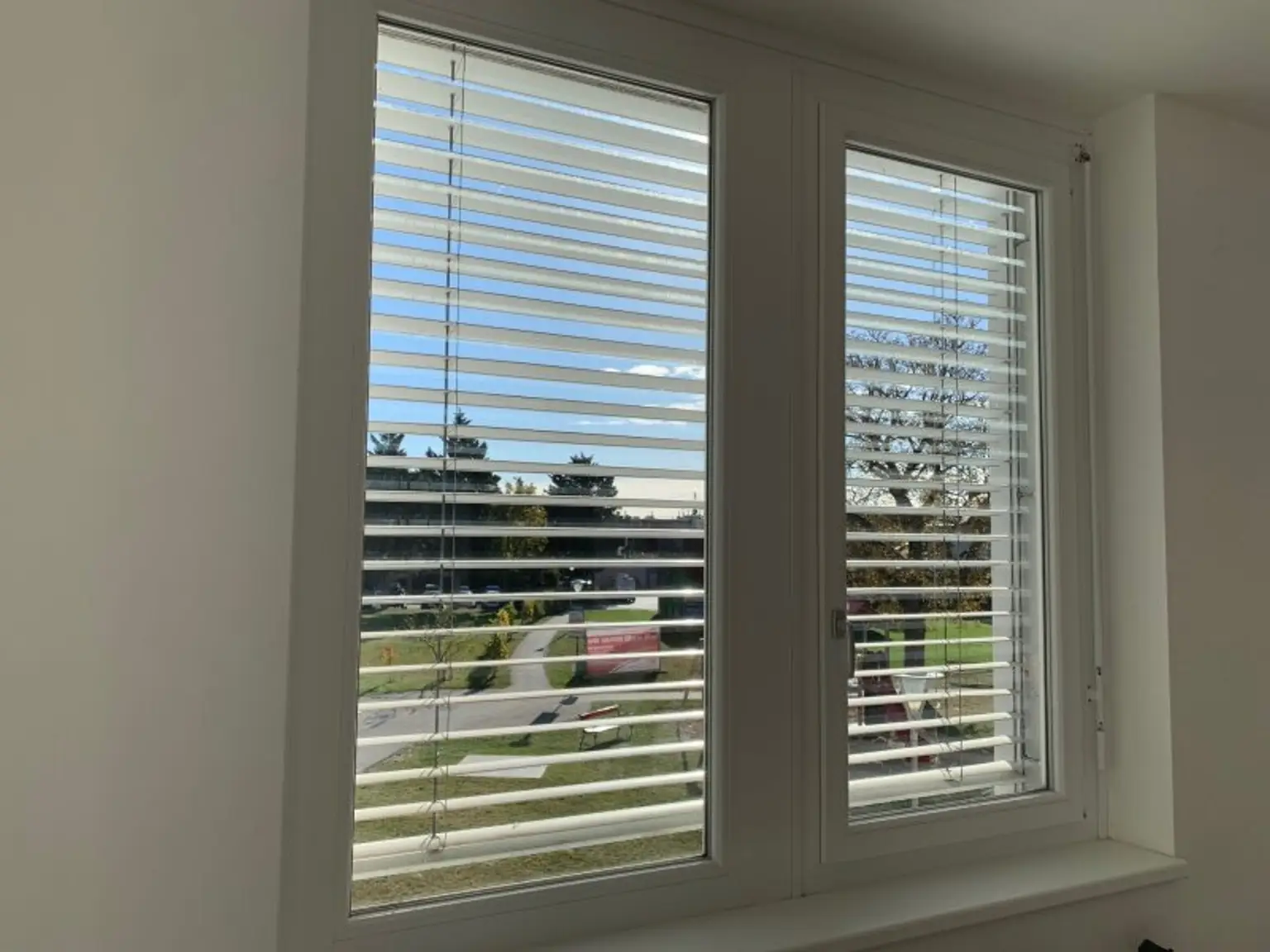 Zentrales Büro mit sonnigem Grünblick