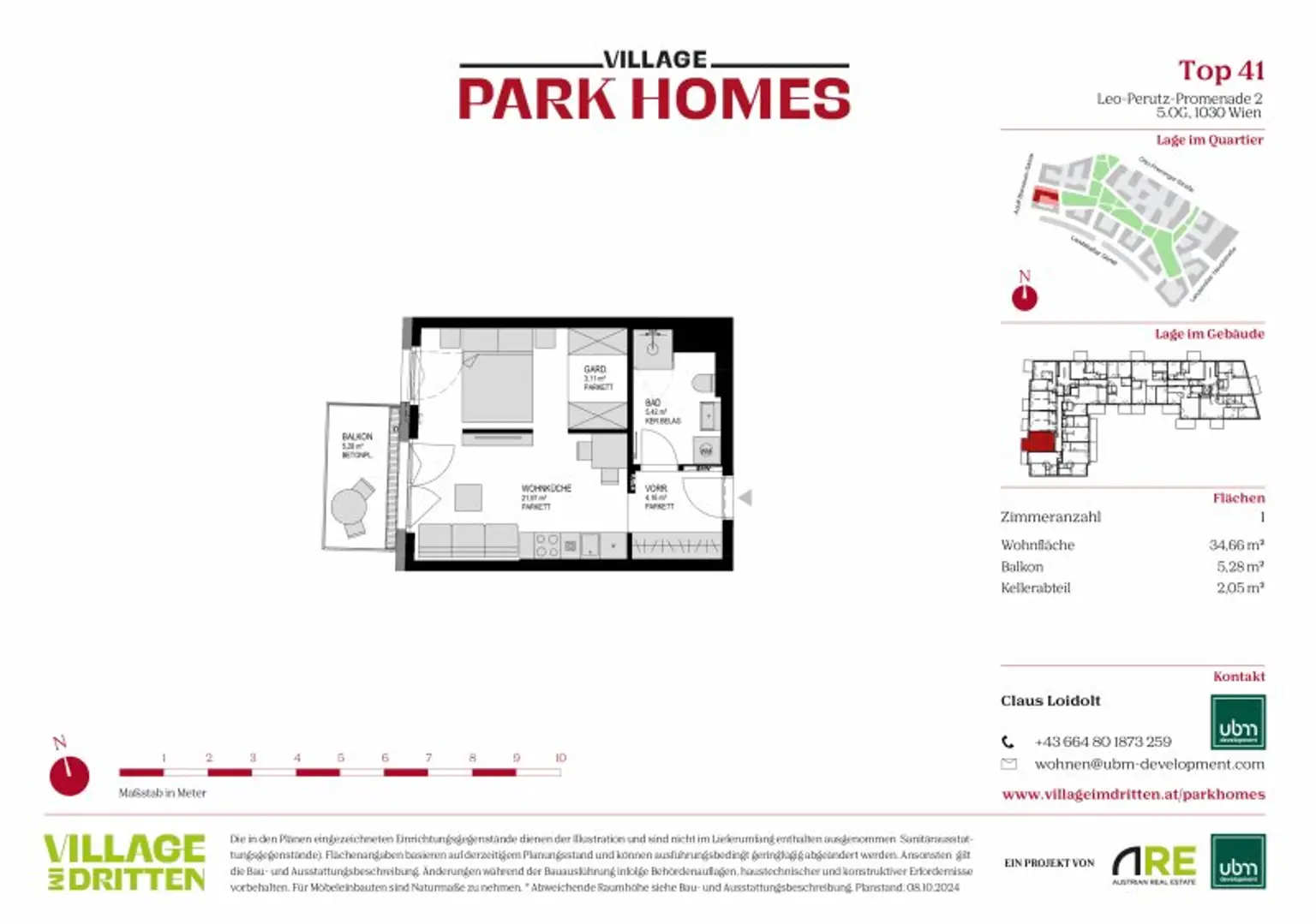 „Village im Dritten – PARK HOMES“ provisionsfreies Eigentums-Mikroapartment (Erstbezug!) Top 41
