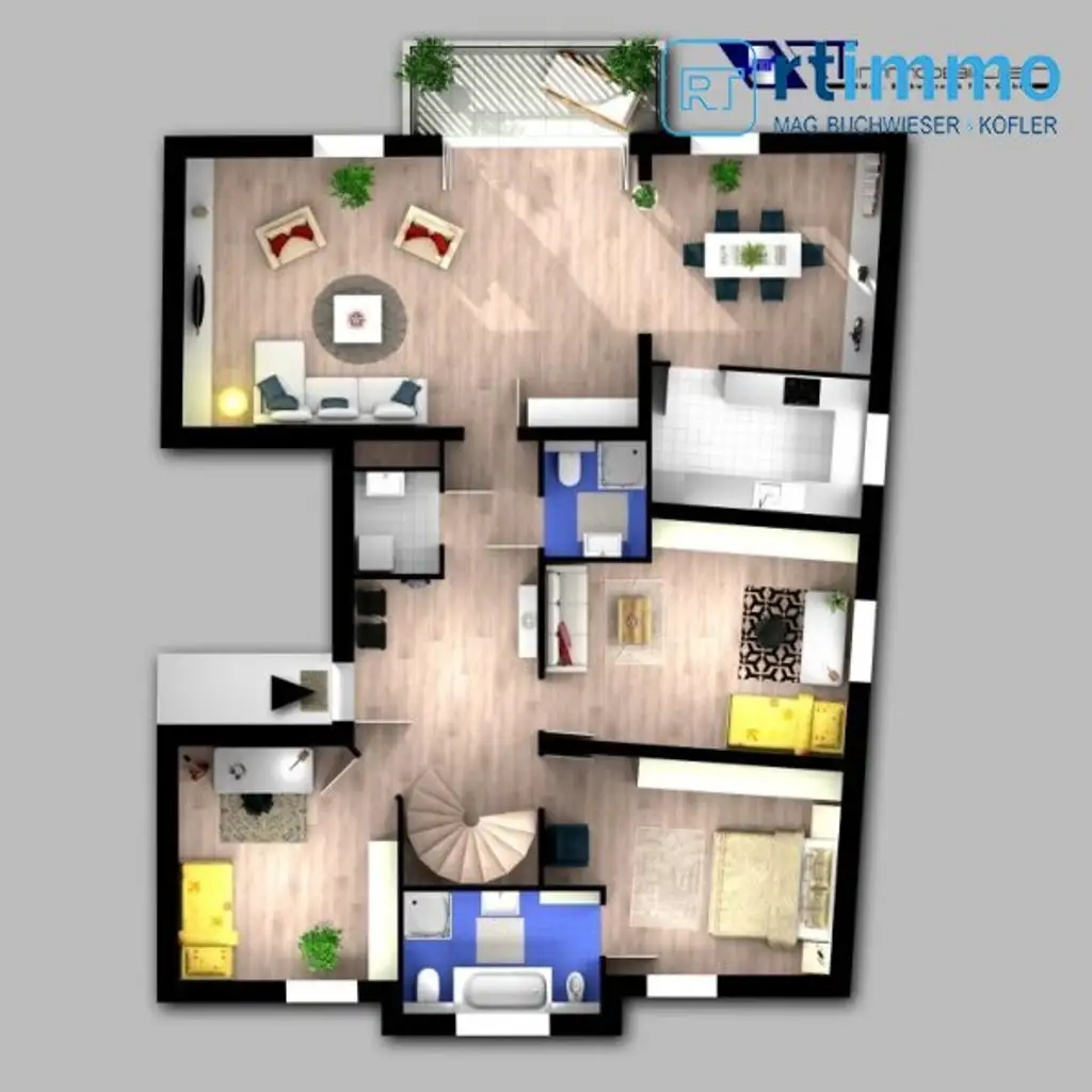 VIER ZIMMER | SCHÖNE UND HELLE TERRASSENWOHNUNG + 70 m2 DACHTERRASSE + GARAGE