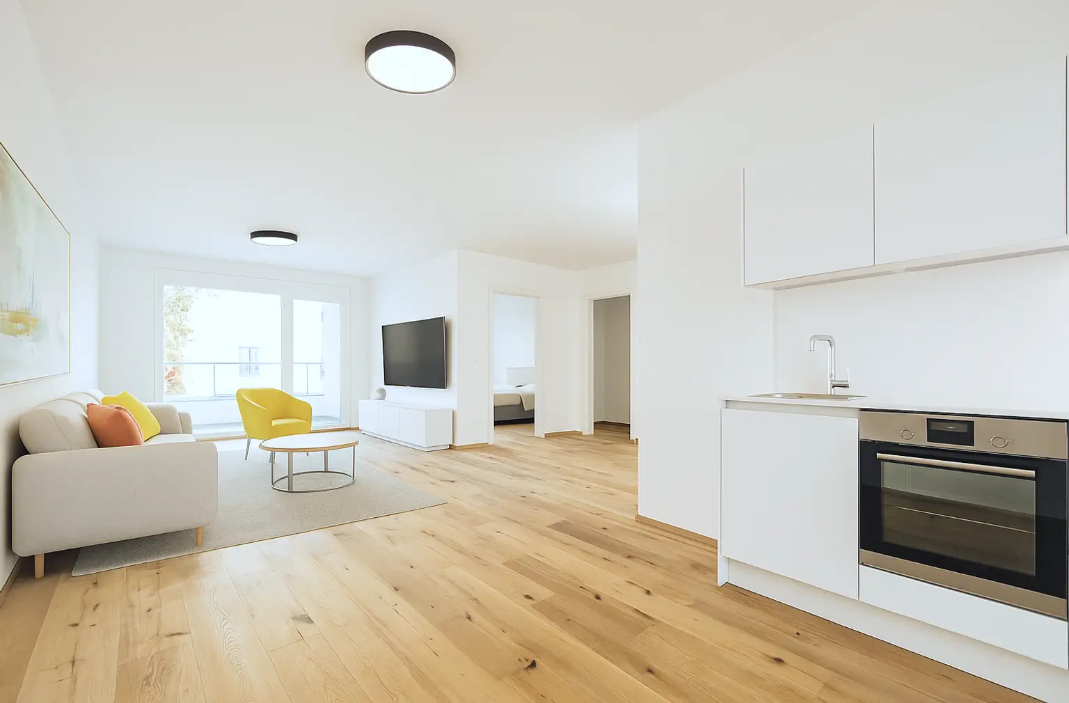 Wohnküche mit Zugang Loggia (Rendering)