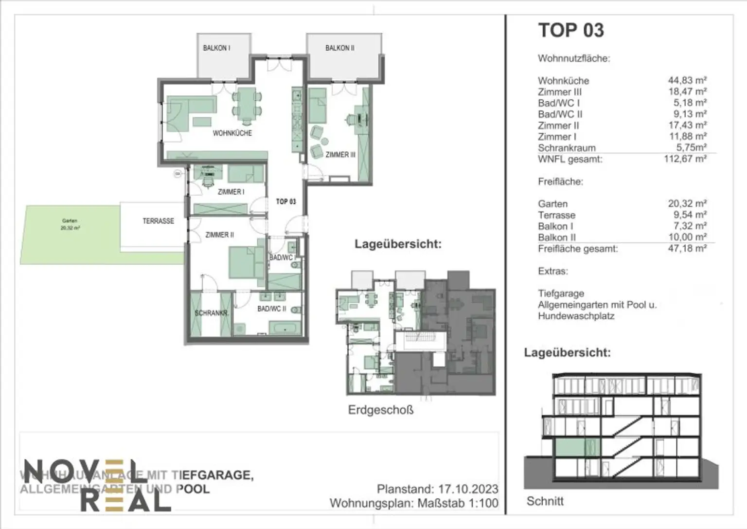 Exklusive Gartenwohnung mit exklusiven Highlight! Pool im Gemeinschaftsgarten! Nahe Lainzer Tiergarten - Erstbezug