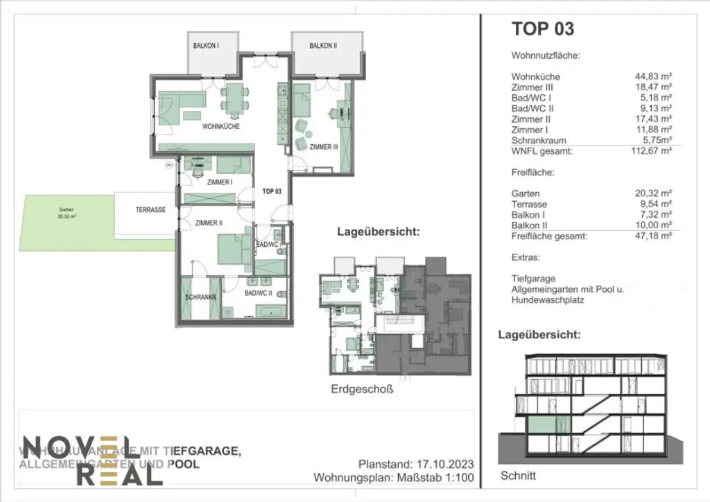 Exklusive Gartenwohnung mit exklusiven Highlight! Pool im Gemeinschaftsgarten! Nahe Lainzer Tiergarten - Erstbezug