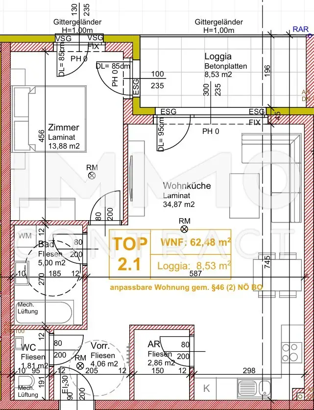 Erstbezug: Helle 2-Zimmer-Wohnung mit gemütlicher Loggia in Münichsthal